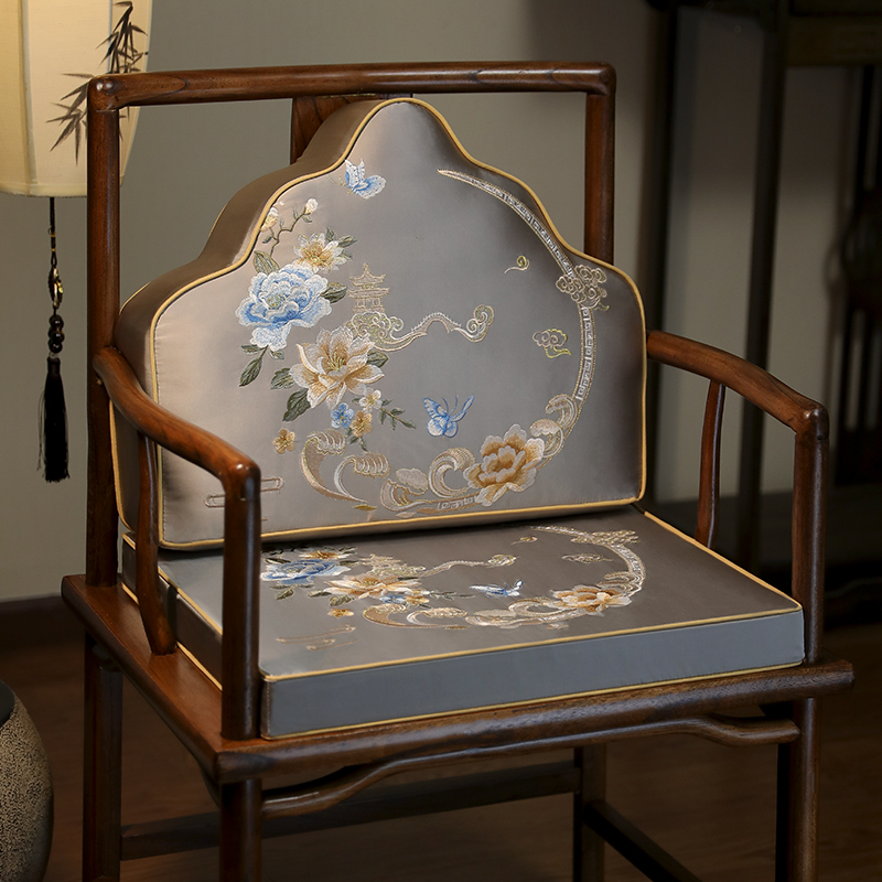 新中式坐垫靠山枕红木椅子座垫靠垫一体云枕大靠枕沙发靠背垫定制