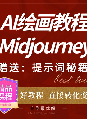 AI绘画midjourney教程软件安装咒语人工智能模型课程关键词安装