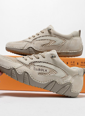 公羊联盟春秋男鞋2026透气网面阿甘鞋真皮休闲运动鞋软底男鞋