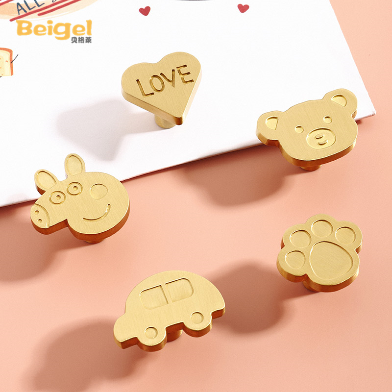 柜门拉手黄铜抽屉小熊柜门把手