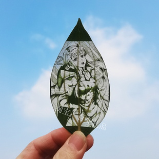 定制树叶雕刻照片礼物 动漫二次元叶雕书签 闺蜜同学生日礼品挂件