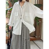 巨好穿 长款 敲百搭 菲尔丹 翻盖大口袋廓形大版 纯棉长袖 衬衫 001