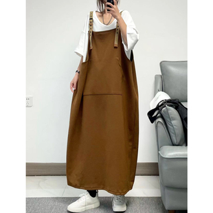 织绳吊带大版 英语老师文艺复古 连衣裙超长553 艺术生长裙 菲尔丹