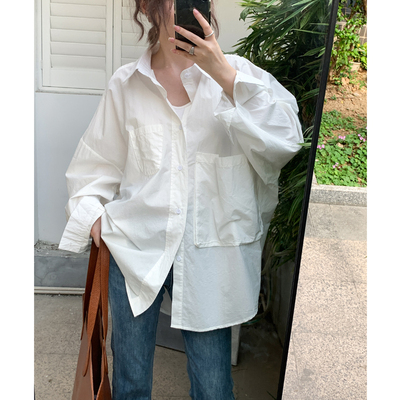 超宽松廓形版欧美排扣长袖棉