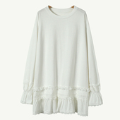 菲尔丹 可可爱爱蕾丝花边裙摆长宽白色打底棉T 打底连衣短裙7887