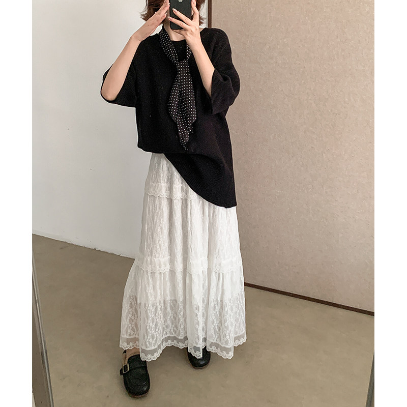 菲尔丹 2025年春新款 仙女本仙 新花型蕾丝超长半身裙H长裙8073