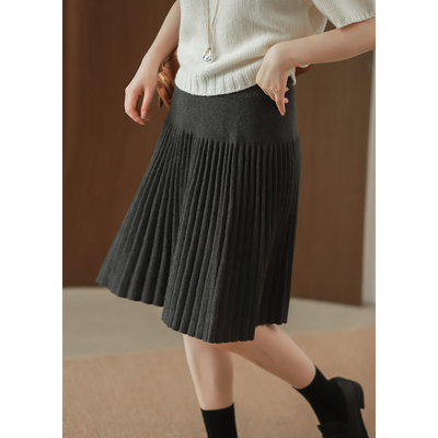 菲尔丹厚实双面织固定细百褶半身