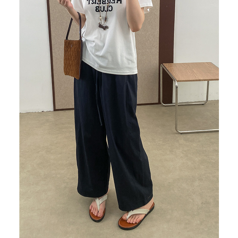 薄料松紧腰休闲镰刀弯腿裤