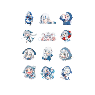 Hololive萌娘鲨鱼车身贴纸 网红车贴 二次元噶呜古拉电脑贴防水贴