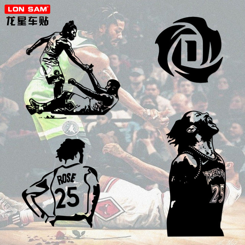 nba罗斯 logo汽车改装个性霸气篮球人物车身两侧后窗档油箱盖贴纸