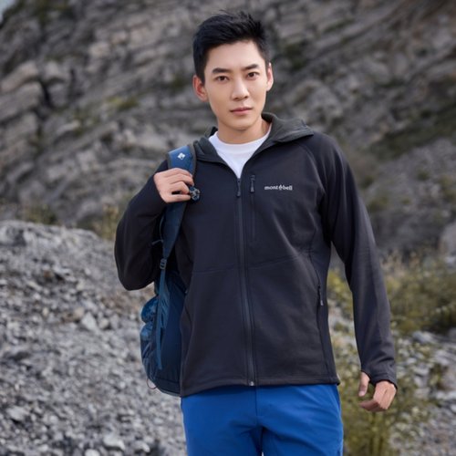 montbell日本2025年秋冬上新户外柔软舒适保暖抓绒衣连帽衫男夹克