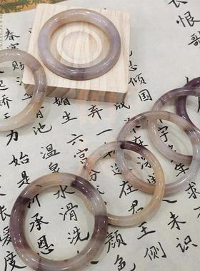 2026新疆金丝玉紫罗兰手镯 佘太翠戈壁玉镯 石英岩玉乌彩玉石镯子