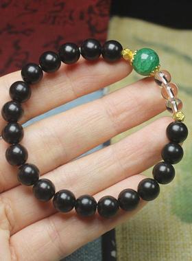 2026黑檀8mm手串绿色冰裂感珠男女手链文玩念珠饰品佛珠厂家