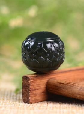 2026和田玉散珠单珠莲花珠塔青玉石天然手工雕刻珠串配件diy文玩