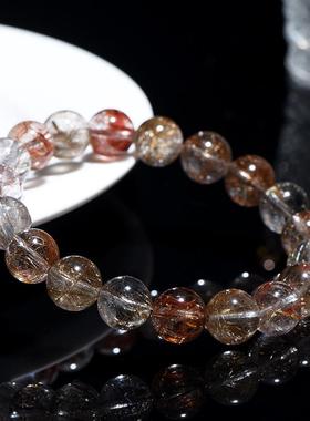 2026久雅水晶 天然7A级魔鬼发晶圆珠手链 多宝银发晶散珠手串