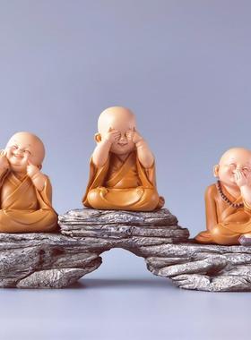 2026沙弥小和尚摆件古风禅意弥勒佛少林景区佛像客厅桌面装饰品送