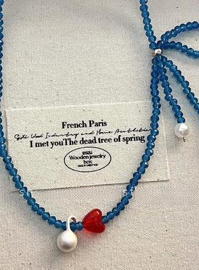 2026多巴胺串珠蝴蝶结串珠手链项链套装可爱锁骨链时尚少女饰品女