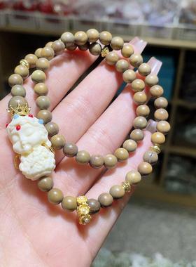 2026绿檀度母双圈手串简约个性设计感小众木质手链男女款饰品