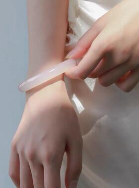 2026天然玉髓玛瑙手镯女款白月光玉镯叮当镯冰种玛瑙玉髓手镯玉石