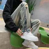 wassupcandy美式破洞牛仔裤男士春秋季潮流复古宽松设计感长裤子，男装牛仔裤，星座1218（原611-3）
