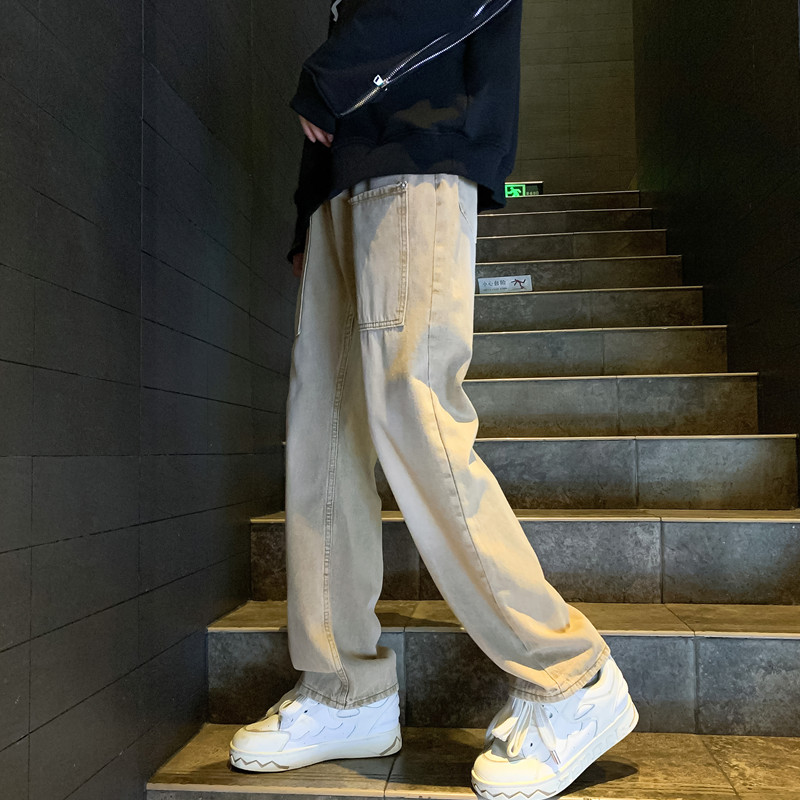 2023春夏3美式复古棕色男女牛仔裤个性口袋装饰611-3K730P60,男装牛仔裤,星座1218（原611-3）