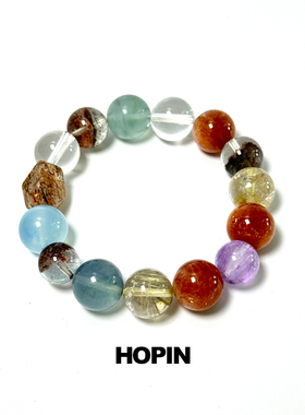 HOPIN 绿幽灵发晶随形手串 小众设计款时光之链招财五行男女同款