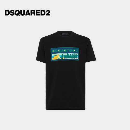 【低至5折】DSQUARED2/D2次方  男士纯色印花图案圆领时尚T恤