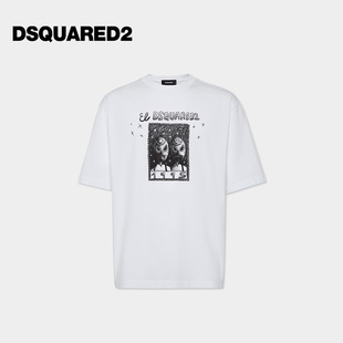 D2次方 DSQUARED2 男士 卡通印花宽松落肩袖 T恤 时尚 4折
