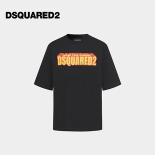 4折 棉质圆领宽松落肩袖 DSQUARED2 男士 休闲T恤 D2次方