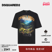 新品 个性 DSQUARED2 D2次方 2025秋冬男士 创意落肩袖 T恤