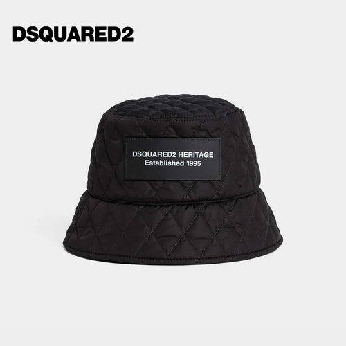 DSQUARED2/D2次方 男士字母徽标贴片绗缝渔夫帽