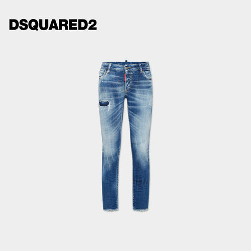 【5折】DSQUARED2/D2次方 女士复古做旧补丁牛仔裤Jennifer