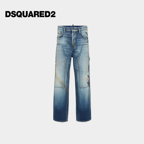 DSQUARED2 男士宽松分割拼接cleanfit牛仔裤LOOSE CARPENTER