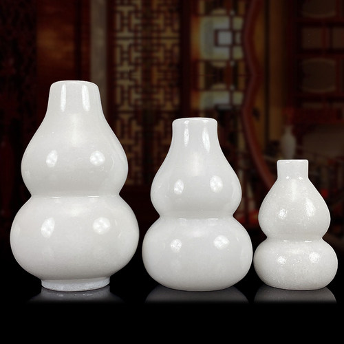 慈缘正堂实心白玉葫芦客厅装饰品