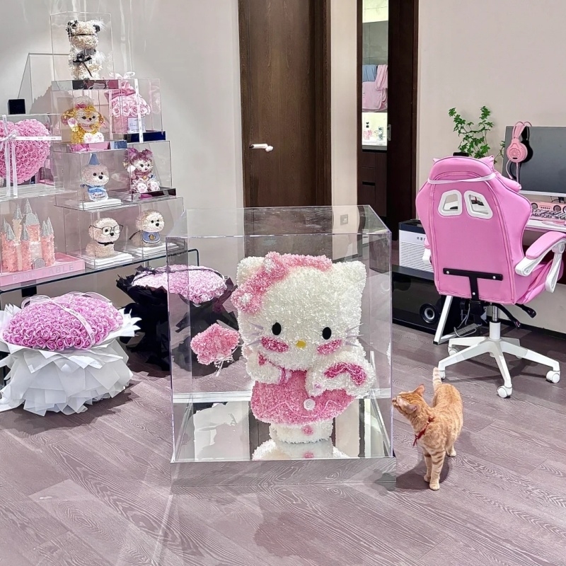 情人节生日礼物永生花萌兔兔HelloKitty花盒凯蒂猫礼盒送女友圣诞