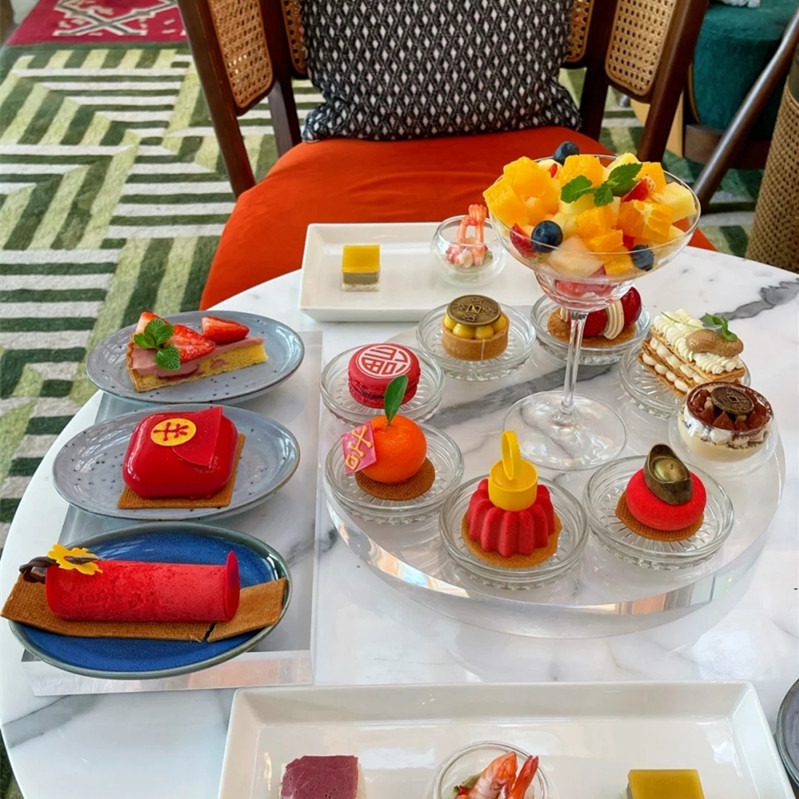 亚克力下午茶托盘点心展示摆盘