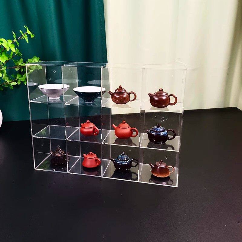 亚克力透明紫砂壶杯架茶具桌面收纳盒水杯展示架茶具置物架多宝阁