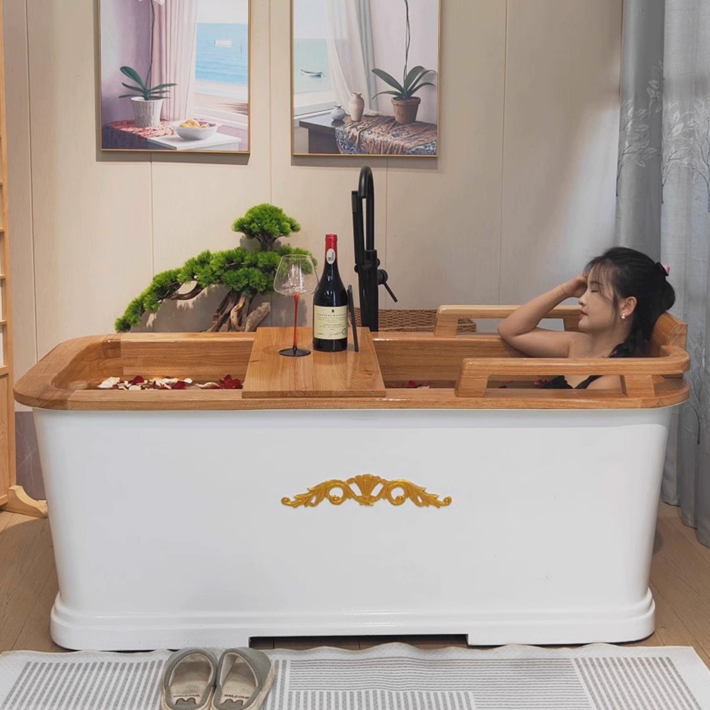 杉琦美容院橡木浴缸成人泡澡木桶家用酒店民宿沐浴桶木质泡澡桶,家庭/个人清洁工具,沐浴桶/沐浴盆,淘宝优惠券,粉丝福利购,淘宝优惠卷