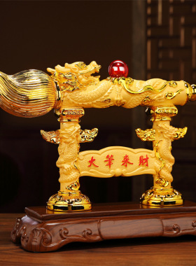 大笔来财树脂老板办公桌招财摆件