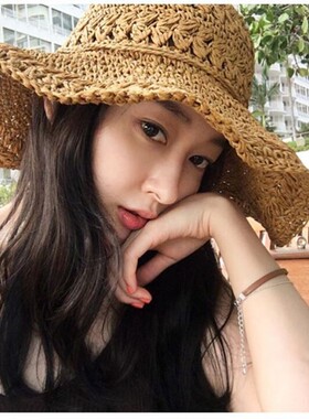 夏季手工编织镂空草帽女夏海边沙滩大帽檐遮阳可折叠防晒渔夫帽子