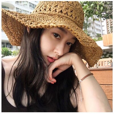 夏季手工编织镂空草帽女夏海边沙滩大帽檐遮阳可折叠防晒渔夫帽子