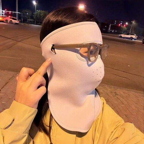【眼镜党骑车防风面罩】冬季德绒加厚电动车防风护颈魔术贴透气口