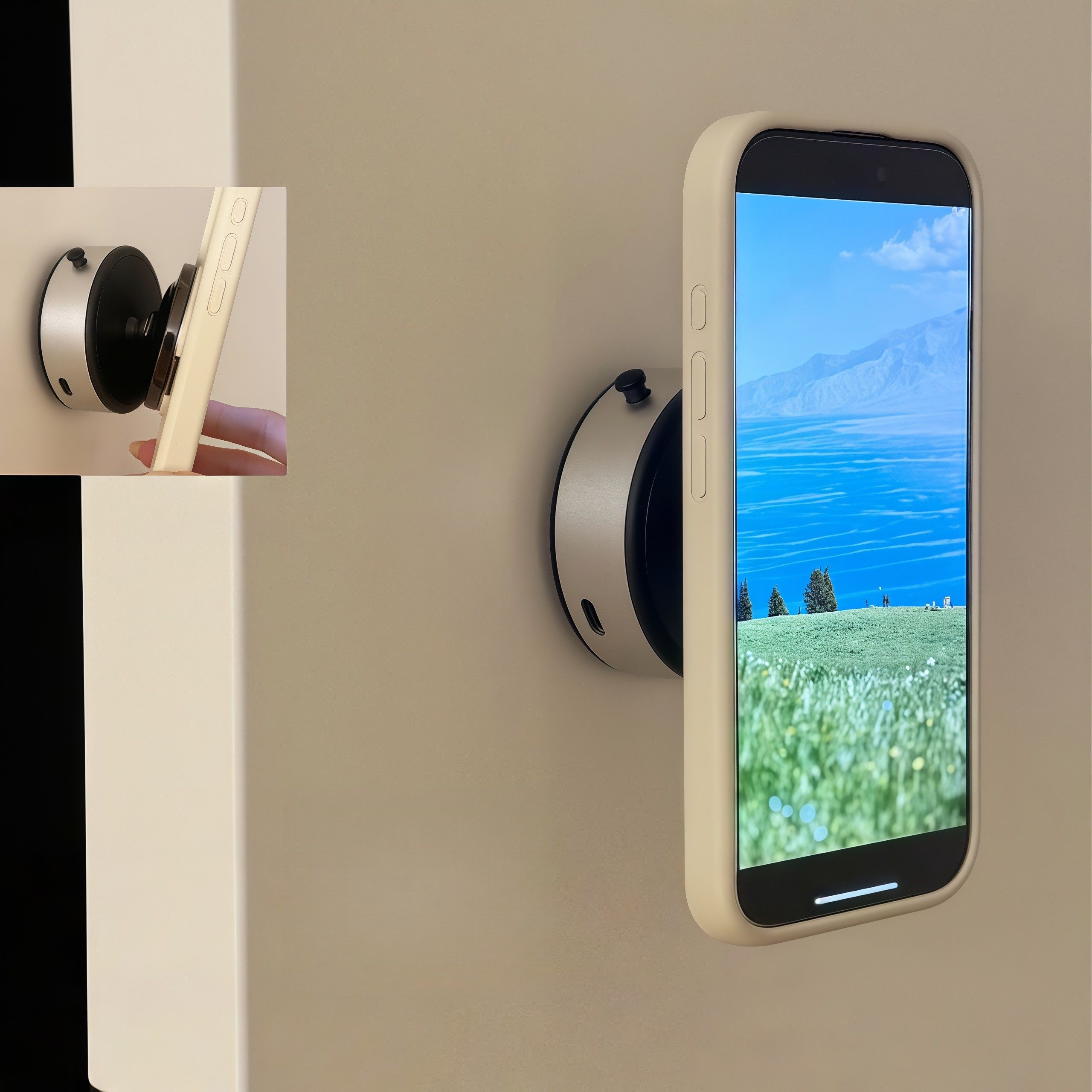 【浴室好物】磁吸手机支架强力真空吸盘懒人支架卫生间镜子可旋转,3C数码配件,手机支架/手机座,淘宝优惠券,粉丝福利购,淘宝优惠卷