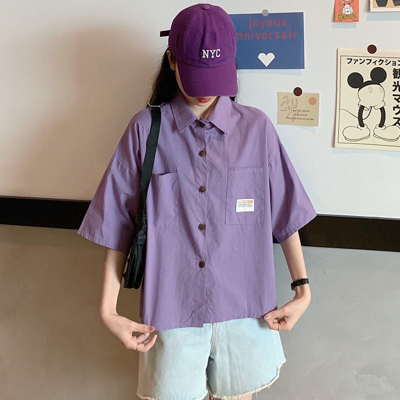 港风短袖衬衫女韩版宽松2020年新款学院风盐系百搭外穿半袖上衣潮在类目 女装/女士精品, 衬衫中 - 来自Buy2taobao.com提供专业的淘宝代购服务