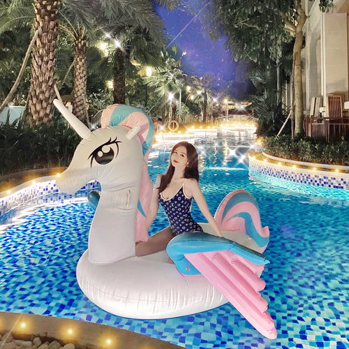 彩翼独角兽水上坐骑游泳圈浮排
