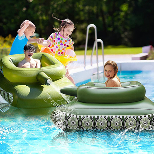 儿童成人充气漂浮玩具水上坦克游泳圈坐骑坐圈大人男童浮排带水****