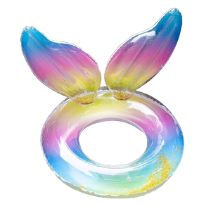 游泳圈大人渐变色彩虹翅膀成人救生圈儿童宝宝浮圈女网红加厚水泡