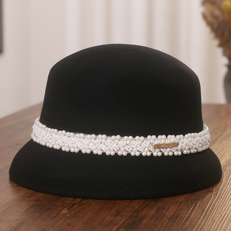 法式赫本风优雅珍珠羊毛呢渔夫帽子女秋冬小香风盆帽气质名媛礼帽,服饰配件/皮带/帽子/围巾,帽子,淘宝优惠券,粉丝福利购,淘宝优惠卷
