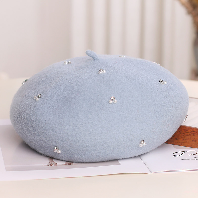 日系手工珍珠水钻羊毛贝雷帽女秋冬新款八角画家帽时尚保暖蓓蕾帽,服饰配件/皮带/帽子/围巾,帽子,淘宝优惠券,粉丝福利购,淘宝优惠卷