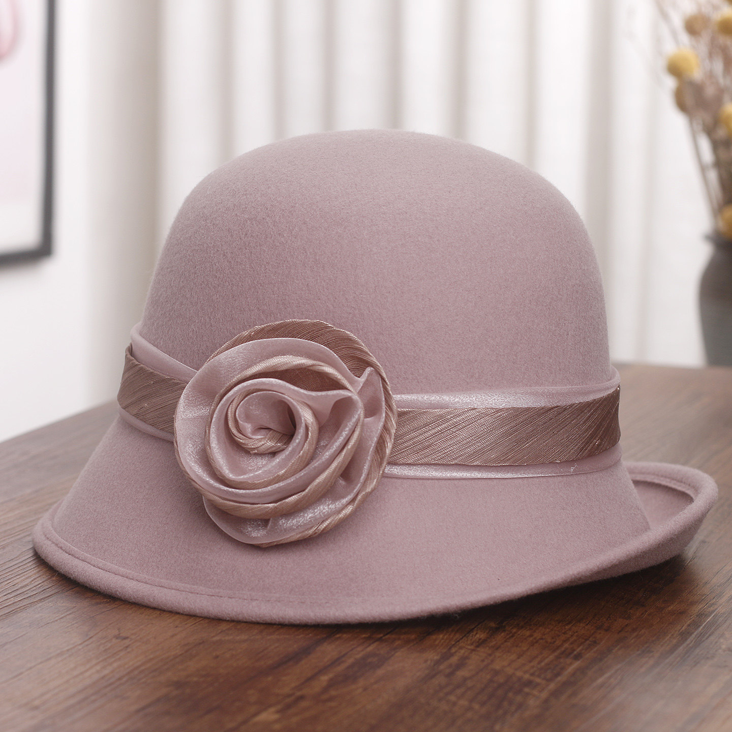 高品质澳洲羊毛呢盆帽女秋冬法式名媛卷边礼帽优雅气质花朵渔夫帽,服饰配件/皮带/帽子/围巾,帽子,淘宝优惠券,粉丝福利购,淘宝优惠卷